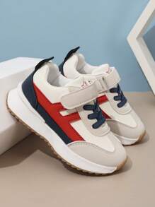 儿童撞色魔术贴运动鞋，新款时尚休闲厚底运动鞋，适合男孩和女孩，轻便跑步鞋 - 彩色 - 查看 3