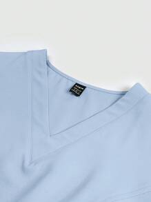 TaskEZ 2-delig verpleegsteruniform met V-hals, korte mouw en broek, damesscrubsset, effen kleur