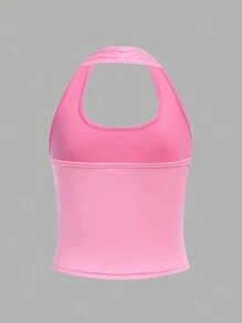 SHEIN Girlism Tween Girl 6pcs Sports Multicolored Basic Crop Tops With Strap - Multicolor - View 12