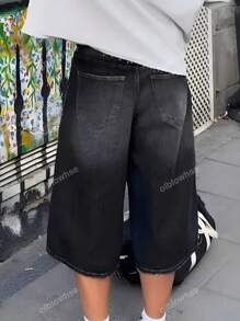 Grunge Punk Y2K Street New Vintage Straight Mid-Length Washed Pocket Seam Detail Cat Whiskered Bermudy Jeansy Jeansowe Spodenki Casual Shorts Spodnie z kieszeniami dla kobiet, Szkoła