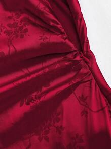 Sweetra Solid Color Simple Style Women's Daily Wear Cami Dress Burgundy Maxi Satin Women Outfit - Burgundy - View 3