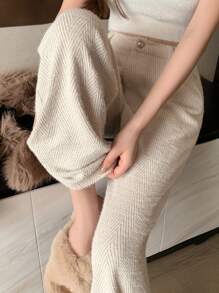 DAZY Pantalones casuales de pierna recta a cuadros para mujer, ropa de otoño