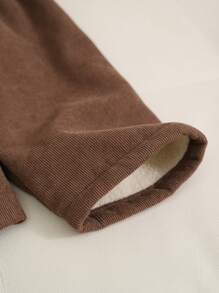 SHEIN Essnce 女士大尺寸純色前鈕翻蓋立領口袋外套 - 棕色 - 查看 12