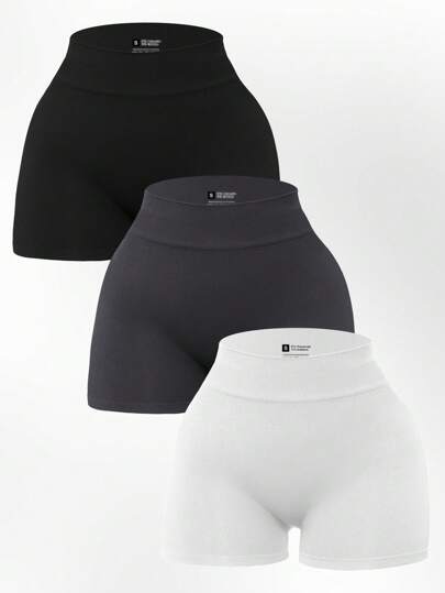 Easithlete Short de mujer unicolor de cintura alta para uso diario y entrenamiento, short de sudor, short de gimnasia, short de ciclista