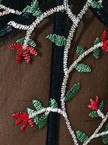 Zolique Women's Summer Sexy Embroidered Mesh Contrast Cropped Camisole - Black - View 9