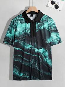 Manfinity Homme Áo thun polo in đá cẩm thạch thông thường dành cho nam, mùa hè - Nhiều màu - Xem 3