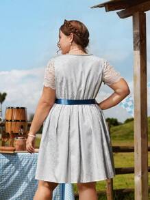 SHEIN Frenchy Vestido mini con bordado tipo dirndl para festival de Oktoberfest, talla grande, para mujer