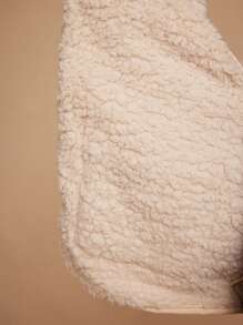 Forever 21 Damen Beige Ausgeh-/Gemütlicher/Einfacher/Reißverschluss/Süßer Kurzer/Teddy Mantel Top für Herbst & Winter - Beige - Übersicht 5