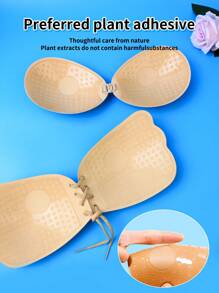 2 Pairs Plunge Backless Adhesive Bras With Removable Straps, Invisible Bras For Backless Dresses - Apricot - View 4