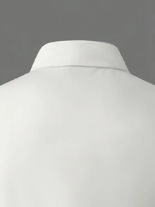 Manfinity Homme 男士简约刺绣标志装饰长袖衬衫，休闲日常穿着 - 白色 - 查看 7