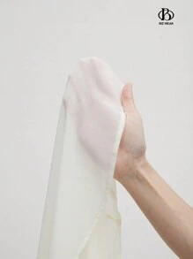 BizChic Women's Business Office Work Ruffled Decoration Loose Casual Shirt, Light Beige Color Button Down Long Sleeve Blouse