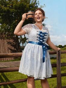 SHEIN Frenchy Vestido mini con bordado tipo dirndl para festival de Oktoberfest, talla grande, para mujer