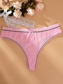 5 条装 女士蝴蝶结装饰丁字裤 - 彩色 - 查看 8