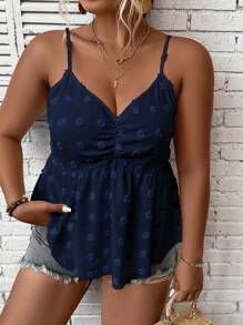 Calvaya Plus Size Women Solid Color Simple Everyday Cami Top - Navy Blue - View 3