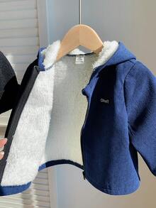 SHEIN 宝宝休闲保暖灯芯绒连帽外套，适合秋冬季外出 - 彩色 - 查看 14