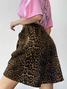 INAWLY Women's Leopard Print Casual Straight Leg Summer Shorts