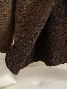 SHEIN Essnce 女士加大碼連帽絨毛可反轉外套 - 咖啡棕 - 查看 3