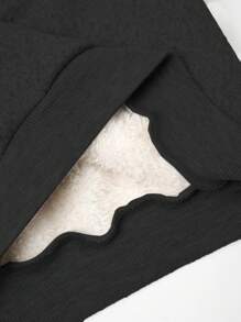 EMERY ROSE Sudadera de forro polar de manga larga con cuello redondo en color liso, para uso diario para mujer, blusas de manga larga
