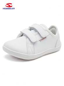 HOBIBEAR （宽脚建议选大一码）1双白色儿童鞋，男女童运动鞋，赤足鞋，宽鞋头，四季皆宜，户外步行鞋，舒适柔软平底鞋，幼儿学步鞋，防水，简约乐福鞋 - 白色 - 查看 9