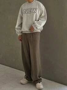 DAZY Men Letter Printed Pullover Sweatshirt, Autumn - Grey - View 6