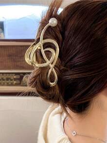 1 件时尚音符形发夹，适合浓密头发，金属发爪，强力发饰，防滑时尚发夹，适合女士发饰，适合日常佩戴派对 - 彩色 - 查看 4