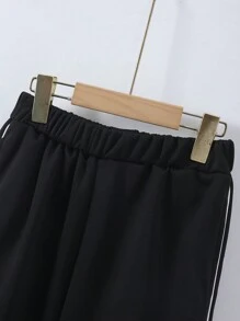 Tween 男童春/秋字母条纹印花棒球夹克和裤子 2 件套运动套装