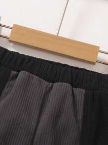 Infant Boys' Casual Patchwork Colorblock Ribbed Cargo Pants, Fall/Winter - Black - View 4