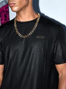 Manfinity VCAY 男士时尚休闲/派对蛇皮宽松短袖上衣和松紧腰短裤 2 件套