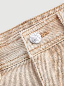 SHEIN MOD Women's Denim Skirt With Pocket Design - Khaki - View 3