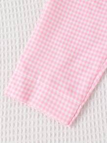 3-teiliges Mädchen Sommer Outfit Set: Kurzarm T-Shirt mit Blumen- und Karomuster, Hemd und 3/4 Hose