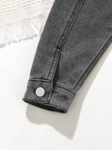 SHEIN Tween Girl Cropped Street-Style Denim Jacket