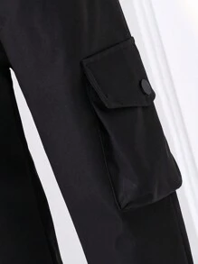 SHEIN 2 Stücke/Set YongBoy modischer, lässiger Hoodie Jacke mit Taschen in Halbarm Länge & einfarbige Jogginghose, geeignet für alltäglichen Sport, Outdoor, Schule, Straßenmode