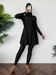 Swim Mulvari 女士纯色简约日常长袖防晒衣 夏季 - 黑色 - 查看 5