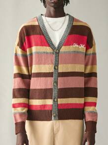 Manfinity RebelGame Men's Knitted Casual Loose Cardigan Sweater, Fashionable & Youthful