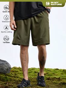 In My Nature In My Nature Solid Color Drawstring Shorts With Pocket For Outdoor Activities, Summer