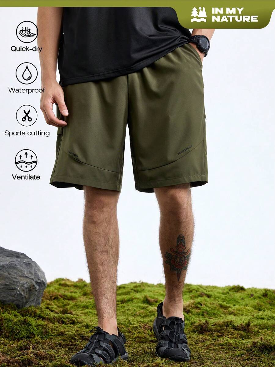 In My Nature In My Nature Solid Color Drawstring Shorts With Pocket For Outdoor Activities, Summer