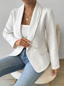 Chiquease 女士休闲粗花呢西装外套