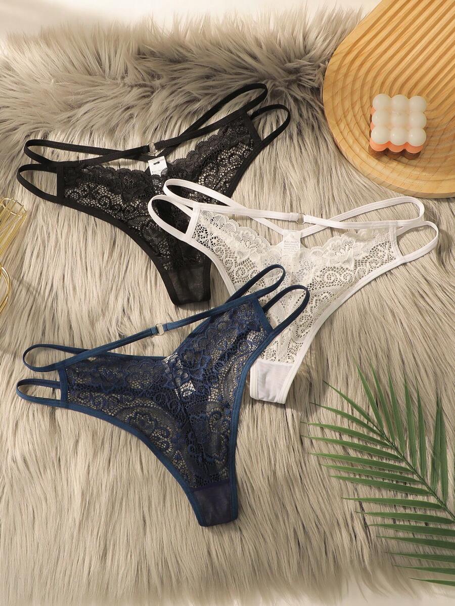 3packs Floral Lace Panty Sexy Lingerie - Multicolor - View 1