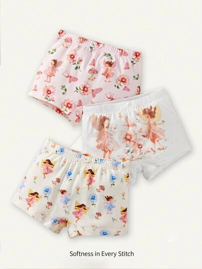 Cozy Pixies 年轻女孩草莓印花针织柔软舒适内衣 3 件套