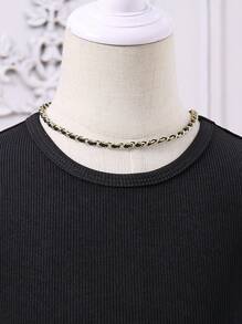 SHEIN 年轻女孩针织盖袖连衣裙，配有网眼芭蕾短裙和蝴蝶结装饰，适合婚礼/花童 - 黑色 - 查看 5