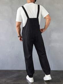 Manfinity LEGND Quần yếm nam màu xám vừa vặn có dây đai có thể điều chỉnh - màu đen - Xem 2