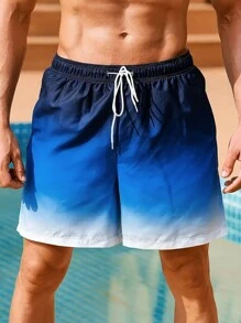 Manfinity Sport Corelite Boyfriend Style Men's Drawstring Gradient Color Sport Shorts With Pockets, Casual Daily Wear - Multicolor - View 1