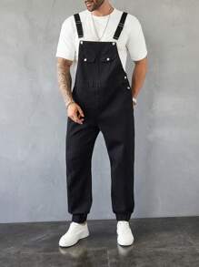 Manfinity LEGND Quần yếm nam màu xám vừa vặn có dây đai có thể điều chỉnh - màu đen - Xem 1