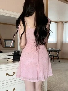 DAZY Women Casual Floral Print Sleeveless Dress Sundress Vacation Outfits Women - Pink - View 5