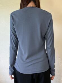 DAZY Camiseta de manga larga ajustada de unicolor