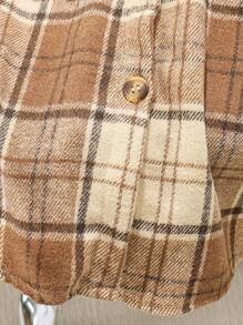 Jaket Kemeja Flanel Panjang Hangat untuk Anak Perempuan dengan Motif Beruang, Angka & Hati - Coffee Brown - View 6