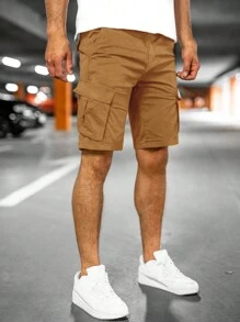 Manfinity Homme Men Flap Pocket Drawstring Waist Cargo Shorts - Ginger - View 6