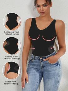 SHEIN Bộ đồ liền thân định hình có gọng chắc chắn - màu đen - Xem 5