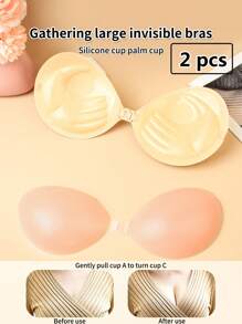2 Pairs Silicone Lift Up Invisible Backless Strapless Bra Breast Petals For Plunge Dresses - Multicolor - View 1