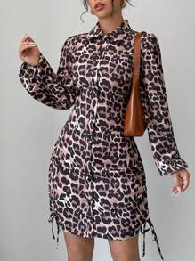 Chiquease 女士休闲波尔卡圆点印花灯笼袖衬衫裙，春/秋 - 彩色 - 查看 5